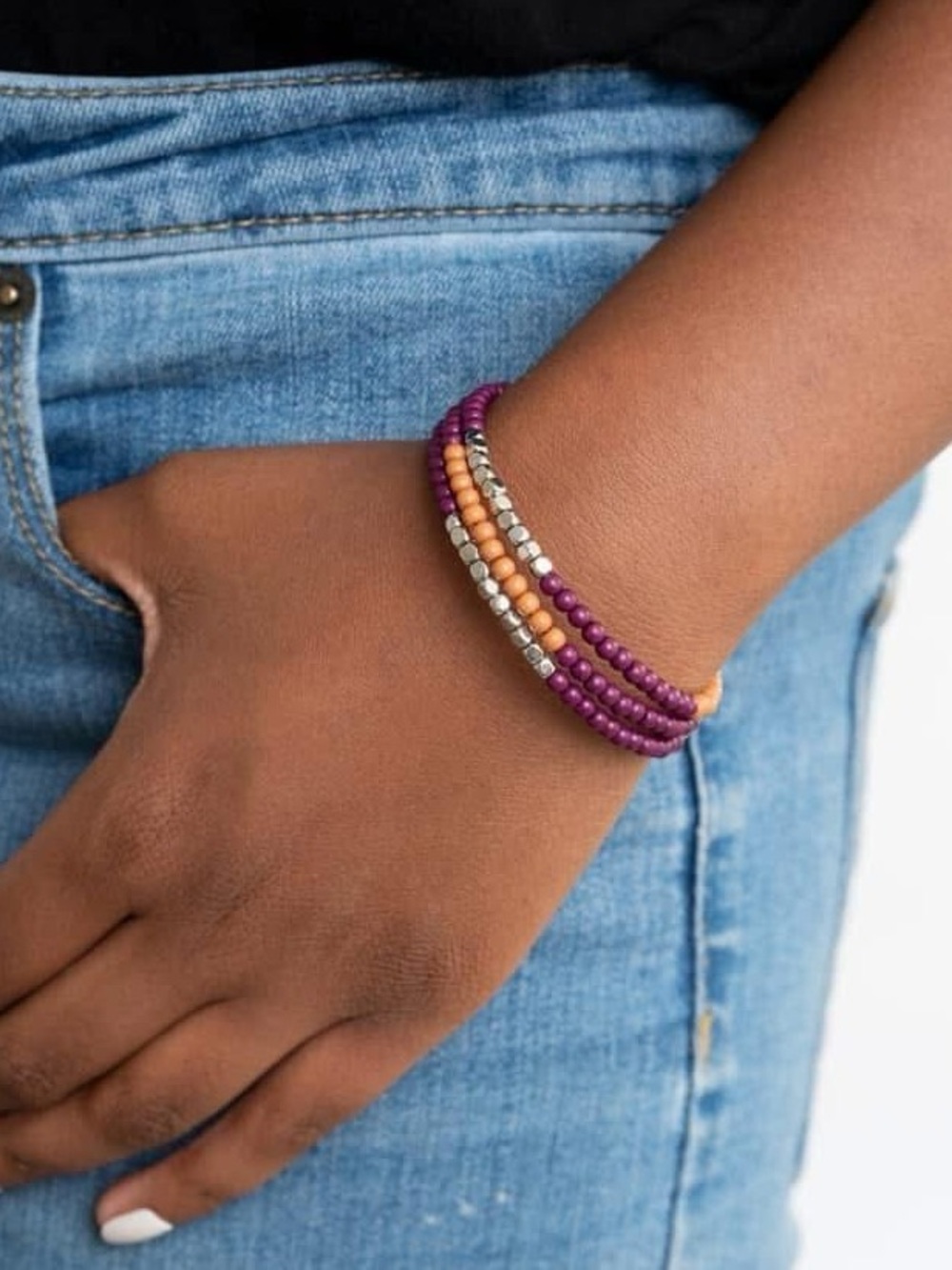 Beaded coil bracelet
